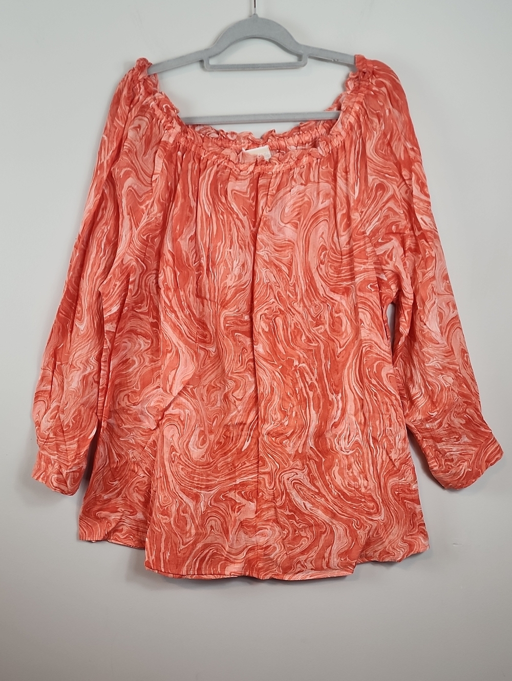 Michael by Michael Kors Plus size 3 X blouse orange swirls long sleeve
